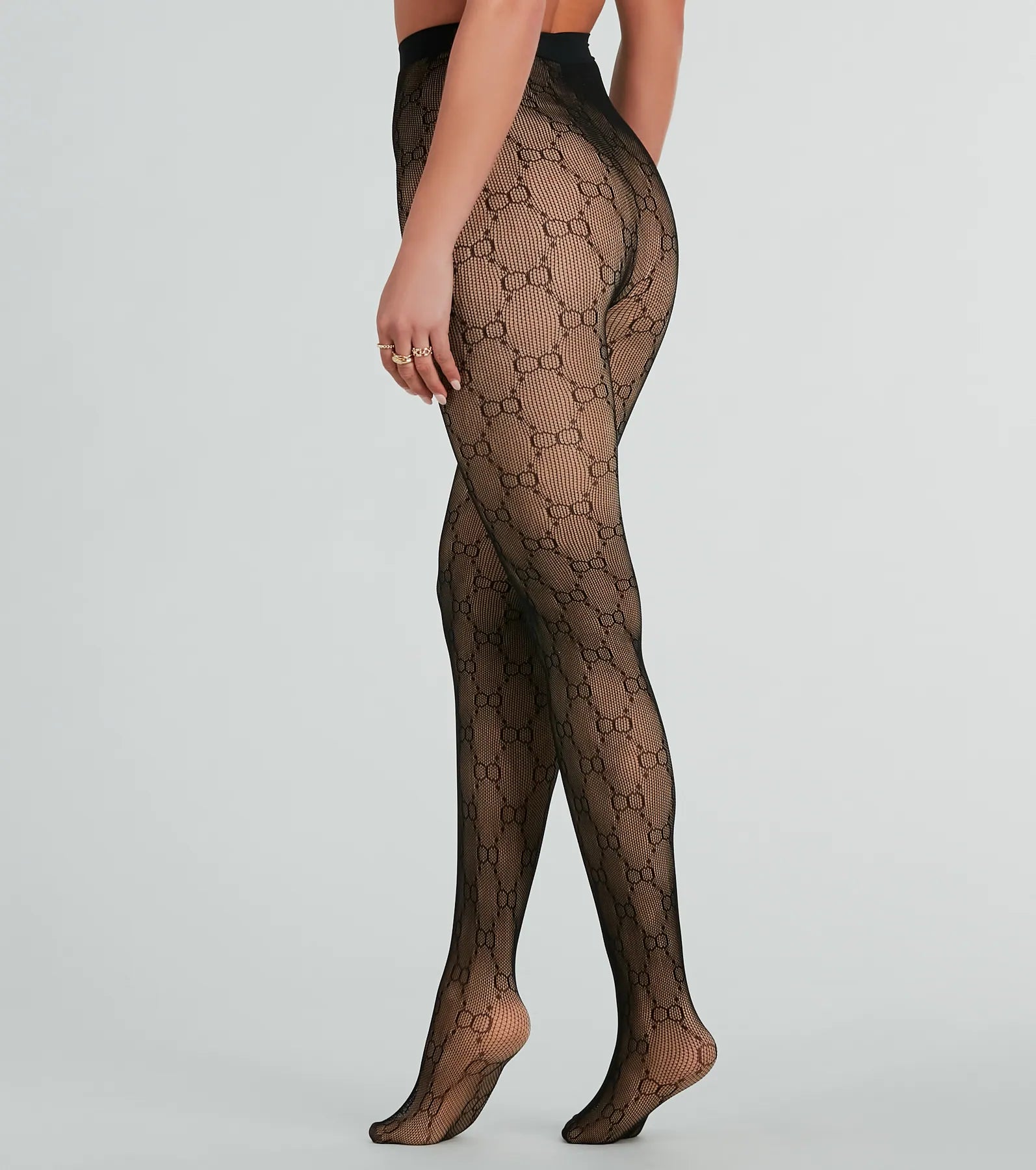 Trendy Allure Faux Sheer O-Ring Tights