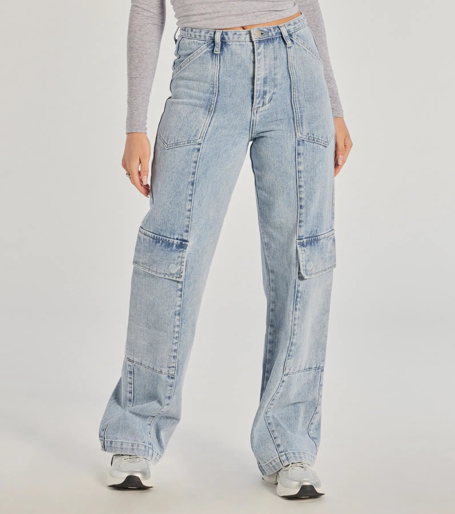 Streetwear Vibe High-Rise Cargo Denim Jeans