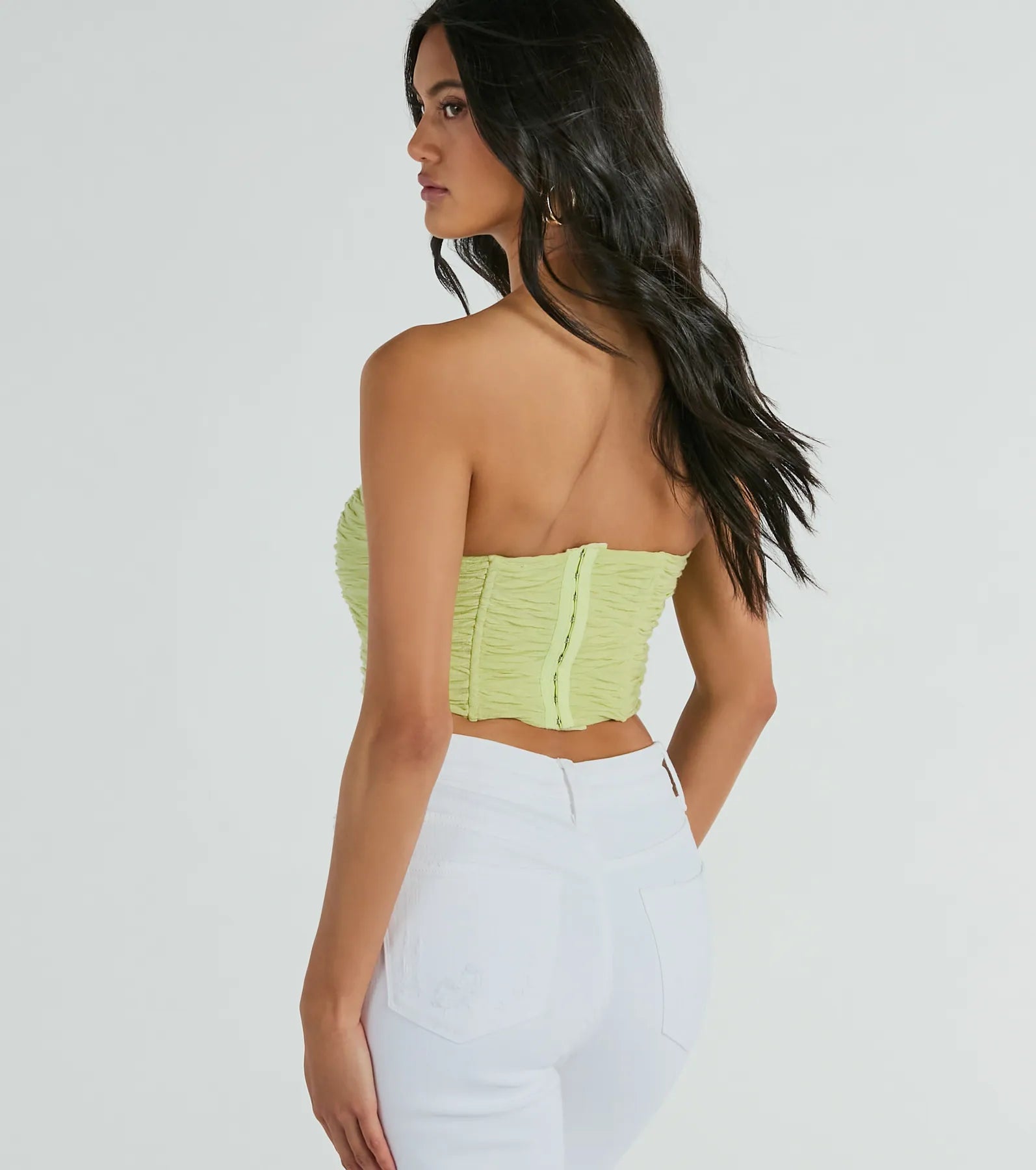 In The Spotlight Strapless Ruched Corset Top