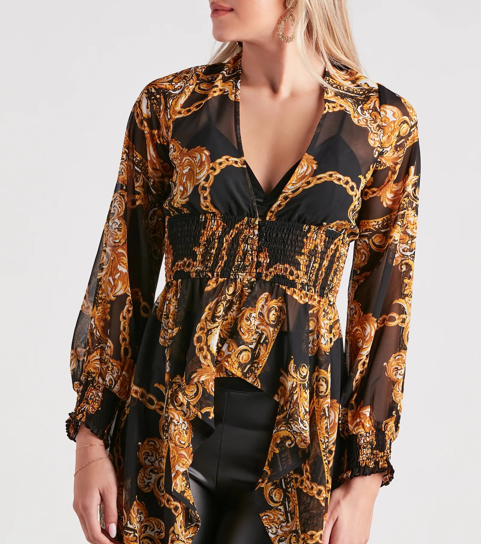 Bold Babe Status Chain Print Chiffon Duster