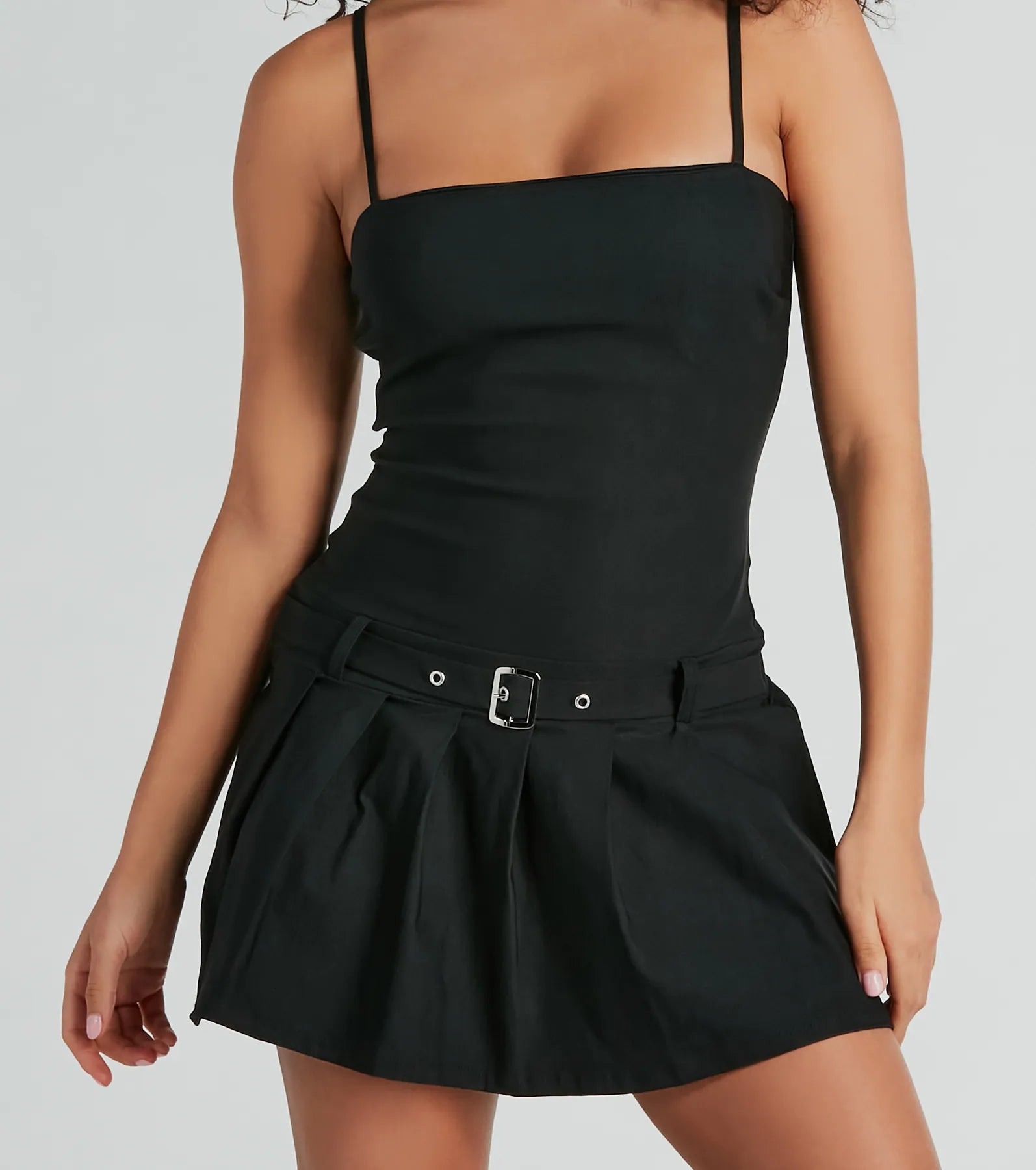 If You Pleats Sleeveless Pleated A-Line Mini Dress