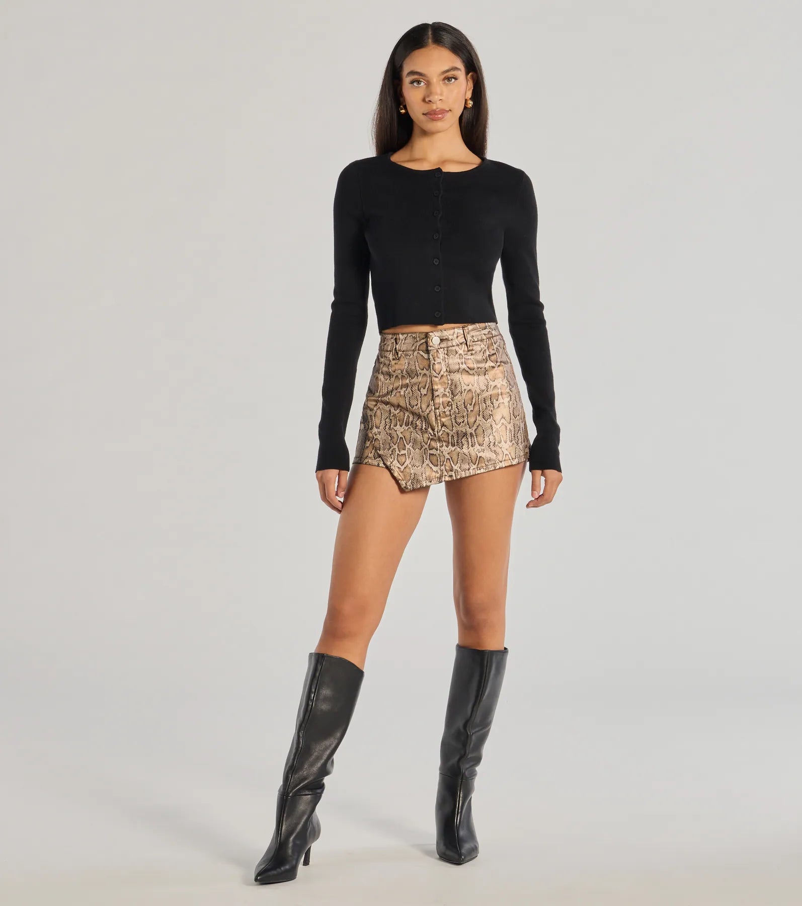 Bold Impression Snake Print Wrap Skort