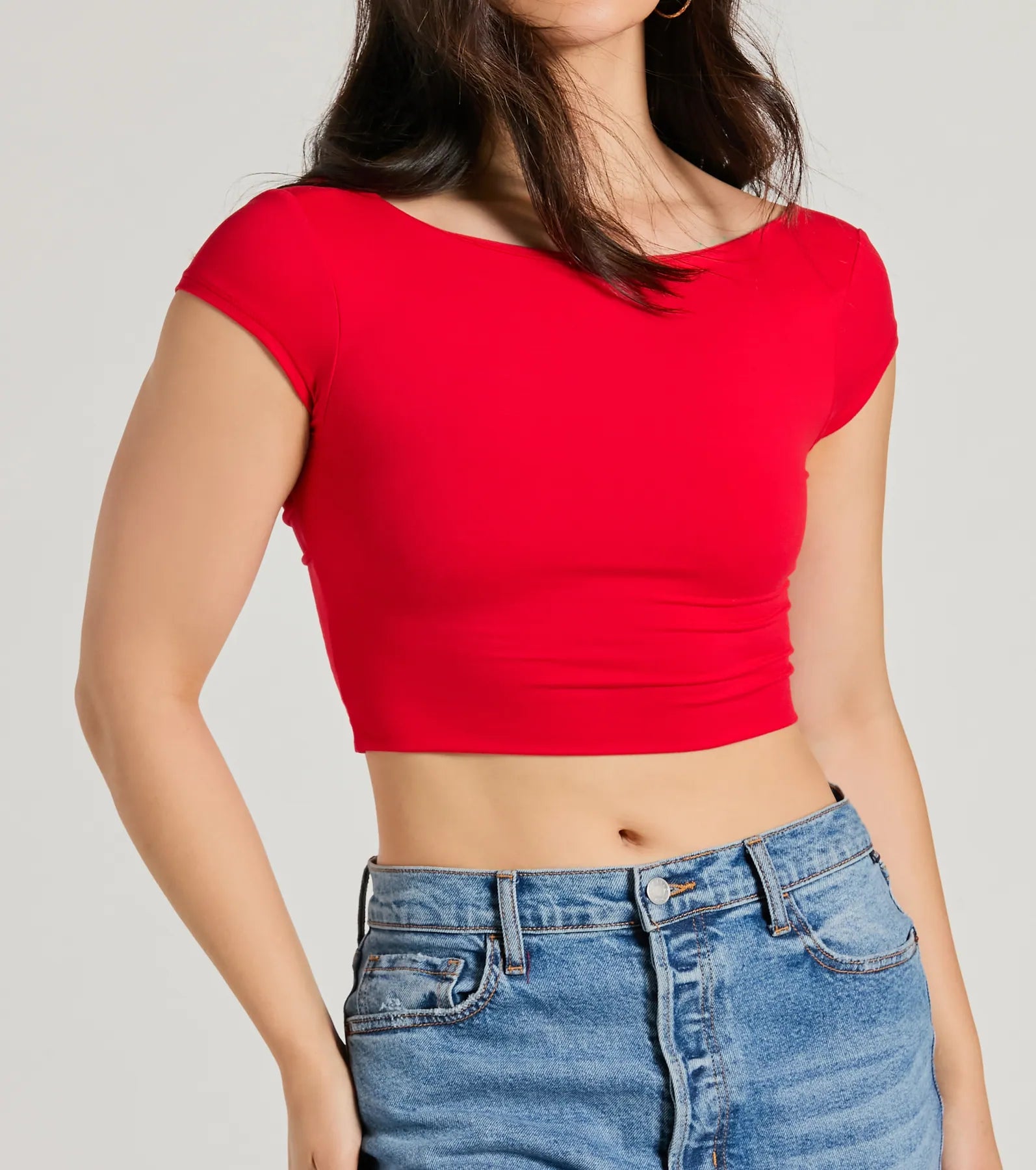 Back It Up Short Sleeve Strappy Crop Top