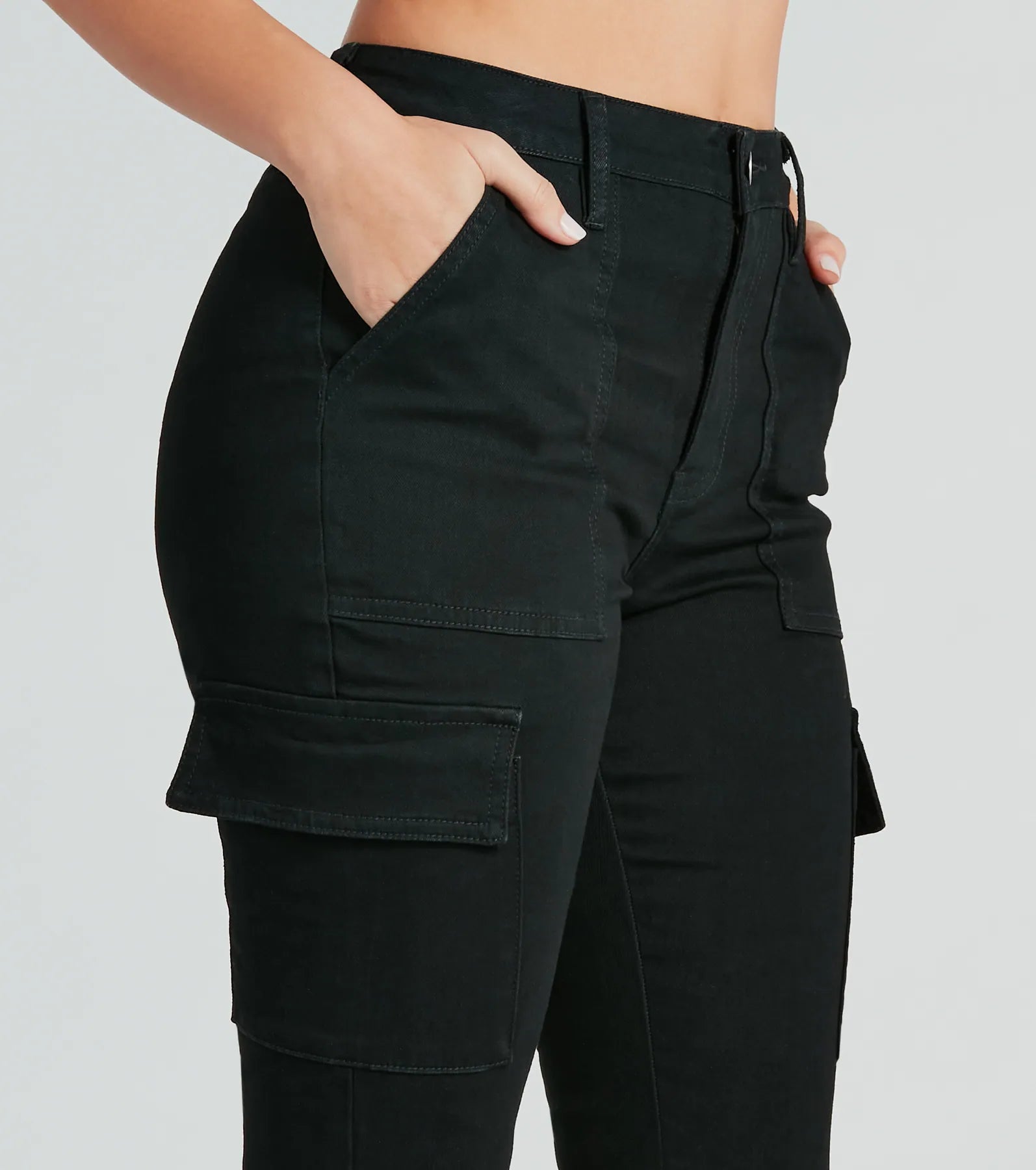 Effortless Vibe High-Rise Cargo Skinny Denim Jeans